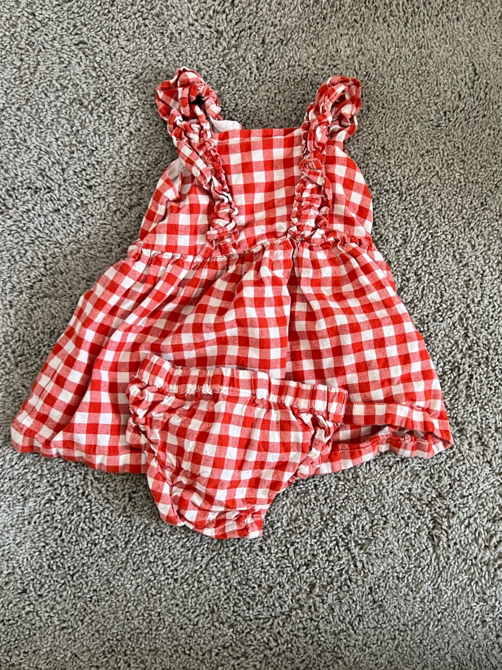 Hanna Andersson Red Checker Dress & Bloomers 6-12m